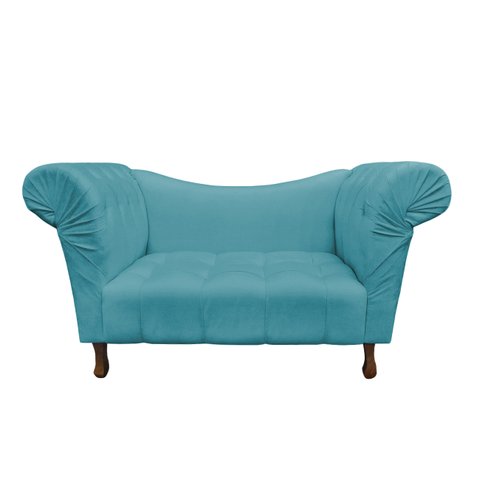 Recamier Divã Rio 1,50m Suede Azul Turquesa - Dominic Decor