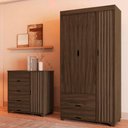 Ver imagem 2 de Guarda Roupa Solteiro 3 Portas Comoda 4 Gavetas Mdf Bela Chocolate Off Decmade