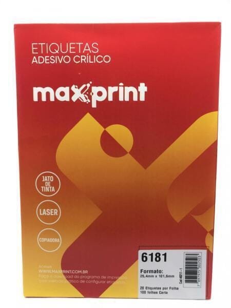 Etiqueta 6181 Ink/Las 25,4X101,6Mm 100Fls Maxprint - 1