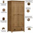 Ver imagem 4 de Guarda Roupa Solteiro 2 Portas 1 Gaveta Madeira Maciça Mazzaro F06 Freijó - Lyam Decor