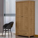 Ver imagem 2 de Guarda Roupa Solteiro 2 Portas 1 Gaveta Madeira Maciça Mazzaro F06 Freijó - Lyam Decor