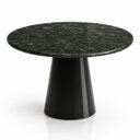 Ver imagem 1 de Mesa de Jantar Cone Redondo 140 cm Tampo Mármore Verde Guatemala Base Laca Preta