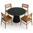 Ver imagem 3 de Mesa de Jantar Cone Redondo 140 cm Tampo Mármore Verde Guatemala Base Laca Preta