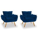 Ver imagem 1 de Kit 02 Poltronas Opala Suede Azul Marinho Pés Palito