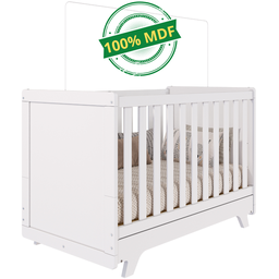 Berço Infantil Mini Cama Retro Branco / Branco com Cinza / Branco com Carvalho Peroba - Branco Brilh - 5