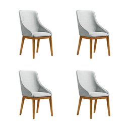 Kit 4 Cadeiras de Jantar Luxo Estofada Elisa Anatômica Linho Cinza Base Madeira Maciça Mel - 1 Kit 4 Cadeiras de Jantar Luxo Estofada Elisa Anatômica Linho Cinza Base Madeira Maciça Mel - 1