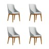 Kit 4 Cadeiras de Jantar Luxo Estofada Elisa Anatômica Linho Cinza Base Madeira Maciça Mel - 1