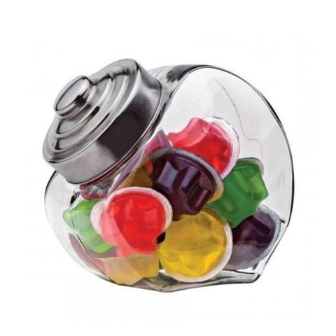 Baleiro Retrô De Vidro Com Tampa Inox 2,4 Litros Euro