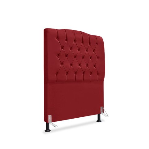 Cabeceira de Cama Box Solteiro 90 Cm Dunas - Veludo Vermelho.