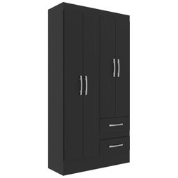 Guarda-roupa Solteiro Conde 4 Portas 2 Gavetas Cor Preto - 2