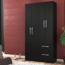 Ver imagem 1 de Guarda-roupa Solteiro Conde 4 Portas 2 Gavetas Cor Preto