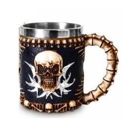 Caneca De Chopp Caveira Preta Resina E Aço Inox 450Ml - 2