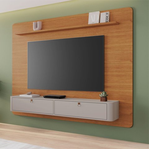 Painel para TV 65 Polegadas Arcos 182x162cm Detalhes Curvos e Portas Báscula