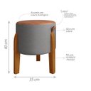 Ver imagem 3 de Kit 2 Puff Luna Couro Linho Pés Madeira Maciça Eucalipto:cinza/caramelo