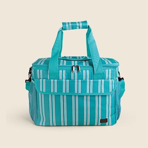 Bolsa Térmica Listras Verde e Creme 26l - A\casa