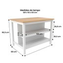 Ver imagem 2 de Bancada Ilha de Cozinha com 2 Prateleiras 120cm Ditália