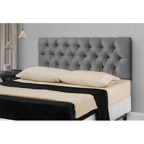 Cabeceira para Cama Casal Estofada 1.40M Cinza - Rede Móveis