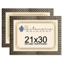 Ver imagem 1 de Kit 2 Molduras Diploma A4 21x30 3cm Relevo Prateado