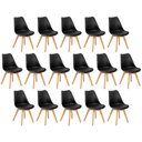 Ver imagem 1 de Conjunto 16 Cadeiras de Jantar Eames Wood Leda Design Estofada - Preto