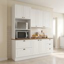 Ver imagem 1 de Cozinha Compacta Modulada 3 Peças 100% MDF com Armário Torre Quente e Balcão com Tampo Branca Emily