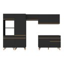 Ver imagem 5 de Armário Cozinha Modulada Completa 314cm com Balcão Veneza Multimóveis Mp3759 Preto/dourado