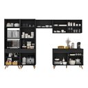 Ver imagem 4 de Armário Cozinha Modulada Completa 314cm com Balcão Veneza Multimóveis Mp3759 Preto/dourado