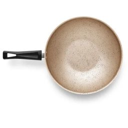 Panela Wok Cristal Superflon em Alumínio 28cm 4,3l Preto/bege Mta - 4