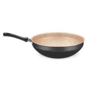 Panela Wok Cristal Superflon em Alumínio 28cm 4,3l Preto/bege Mta