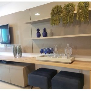 Bandeja Vidro Branco Decoração Luxo 60x30