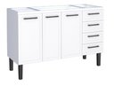 Ver imagem 1 de Gabinete / Balcão de Cozinha Ju em Aço para Pia de 1.40m 3 Portas e 4 Gavetas Cor Branco Cmax