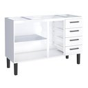 Ver imagem 2 de Gabinete / Balcão de Cozinha Ju em Aço para Pia de 1.40m 3 Portas e 4 Gavetas Cor Branco Cmax