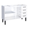 Gabinete / Balcão de Cozinha Ju em Aço para Pia de 1.40m 3 Portas e 4 Gavetas Cor Branco Cmax - 2