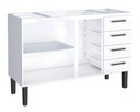 Ver imagem 2 de Gabinete / Balcão de Cozinha Ju em Aço para Pia de 1.40m 3 Portas e 4 Gavetas Cor Branco Cmax