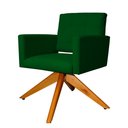 Ver imagem 4 de Poltrona Decorativa Camila Pés Madeira Giratório Suede Verde - DS Estofados