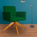 Ver imagem 2 de Poltrona Decorativa Camila Pés Madeira Giratório Suede Verde - DS Estofados