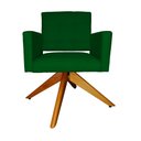 Ver imagem 1 de Poltrona Decorativa Camila Pés Madeira Giratório Suede Verde - DS Estofados