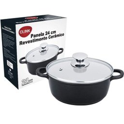 Panela Caçarola Clink Revestimento Cerâmico 5Mm Preta 20Cm - 1