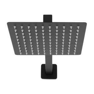 Chuveiro Quadrado Preto Inox Slim Banheiro Área Externa 20x20 Aço Inoxidável Piscina Design Moderno