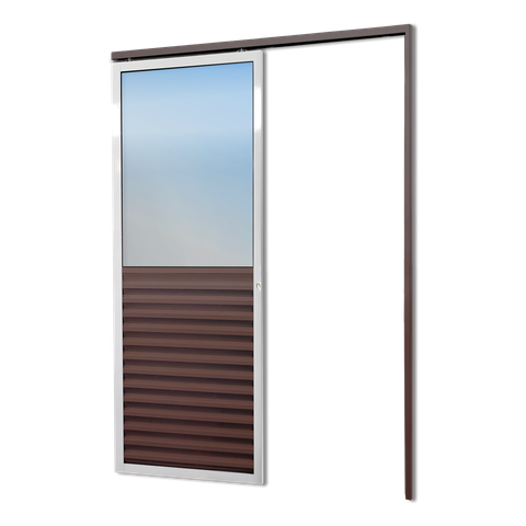 Porta Correr Susp.Meia Veneziana Meia Vidro Dir L.25 Mix Corten 210x70 Brimak