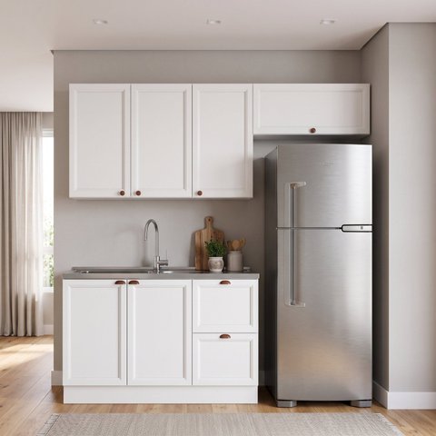 Cozinha Compacta Modulada 3 Peças sem Tampo Casuá Branca Unna