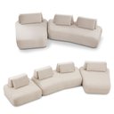 Ver imagem 6 de Sofá Sala de Estar Modulado Design Moderno 615cm Pés de Madeira Appa Veludo Bege G93 - Gran Belo