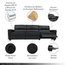 Ver imagem 5 de Sofá Sala de Cinema Elétrico Maldivas Reclinável Retrátil 4 Lugares 281cm Couro Preto