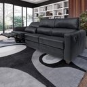 Ver imagem 1 de Sofá Sala de Cinema Elétrico Maldivas Reclinável Retrátil 4 Lugares 281cm Couro Preto