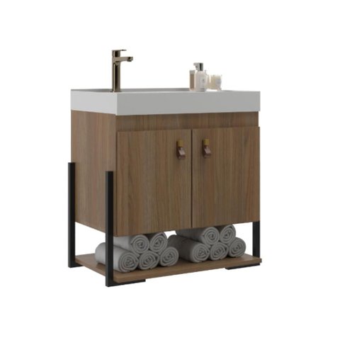 Balcão Maré 60 MDF 15mm 2 Portas com Tampo 60cm Cor Noce - Belizze Móveis