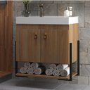 Ver imagem 2 de Balcão Maré 60 MDF 15mm 2 Portas com Tampo 60cm Cor Noce - Belizze Móveis