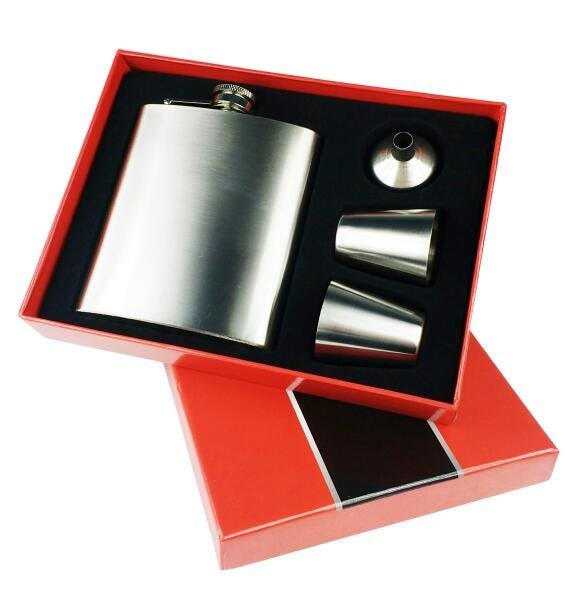 Cantil Porta Bebida Kit 4 Peças Inox Whisky Uisque Vodka - 2