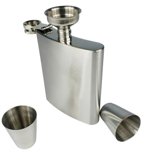 Cantil Porta Bebida Kit 4 Peças Inox Whisky Uisque Vodka - 3