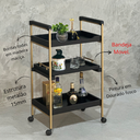 Ver imagem 4 de Carrinho Bar Bebidas para Servir Café Chá Adega Sala Estar:preto Fosco