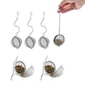 Infusor de Cha Esfera Capsula Redonda Peneira Aço Inox 6un