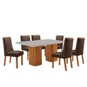 Ver imagem 2 de Mesa de Jantar Eloise 180cm Tampo MDF Vidro Canto Copo com 6 Cadeiras Carolina